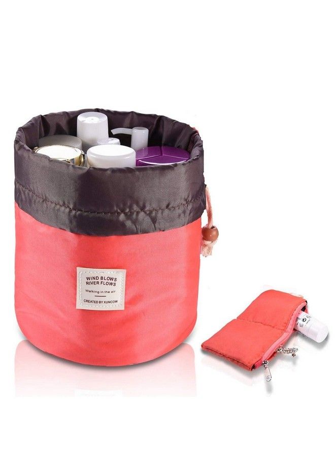 Clomana Bucket Barrel Round Shaped Cosmetic Pvc Makeup Travel Bag For Men And Women (Multicolour) - Image 2