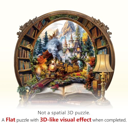 WOODBESTS Wooden Puzzles for Adults Train within The Book Wooden Jigsaw Puzzle for Adults Unique Animal Shape Wood Puzzles Adult Xmas Birthday Gifts for Puzzles Lovers 200 pcs M 114107in - Image 5
