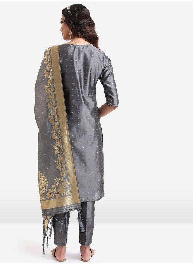Vishudh - Women Grey Printed Kurta Set with Dupatta by Styli - Image 1