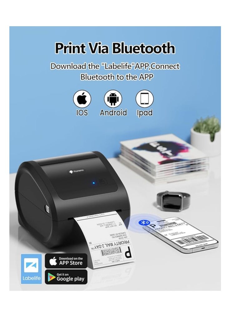 AIMO - D520BT Bluetooth Thermal Label Printer, Shipping Label Printer Compatible with iPhone & Android & PC - Image 1