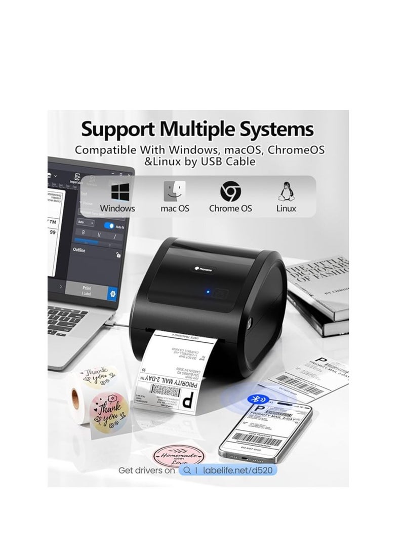 AIMO - D520BT Bluetooth Thermal Label Printer, Shipping Label Printer Compatible with iPhone & Android & PC - Image 1