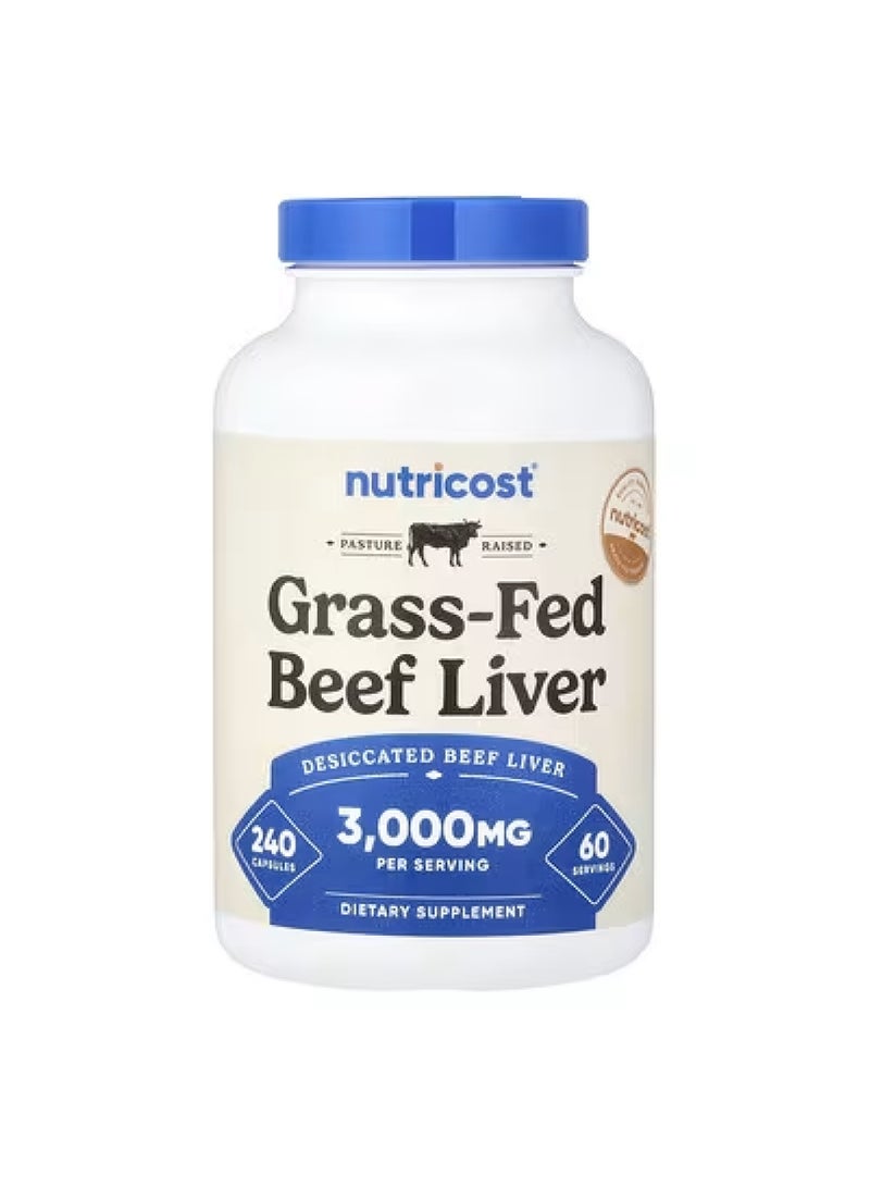 Nutricost Grass-Fed Beef Liver, 3,000 mg, 240 Capsules (750 mg per Capsule)