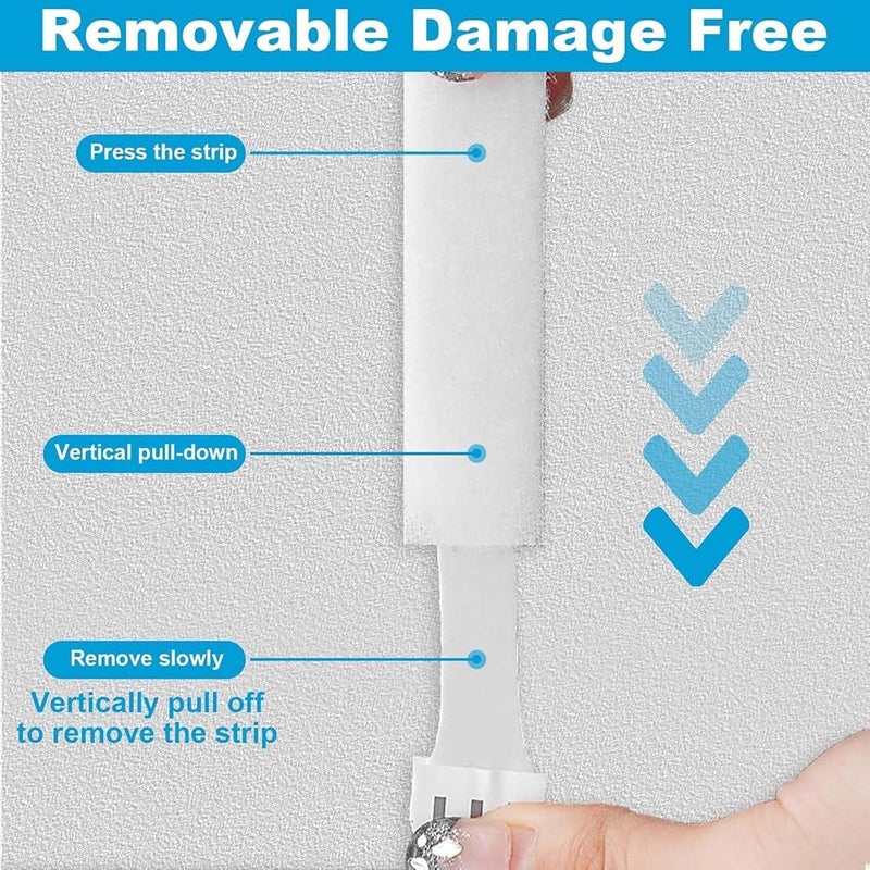 ALMEKAQUZ 36 Pairs White Picture Hanging Strips, Damage Free Wall Mounting Adhesive Tape, Removable Sticky Frame Hangers, No Nails Fasteners for Home Decor, 92mm x 19mm Size - Image 4
