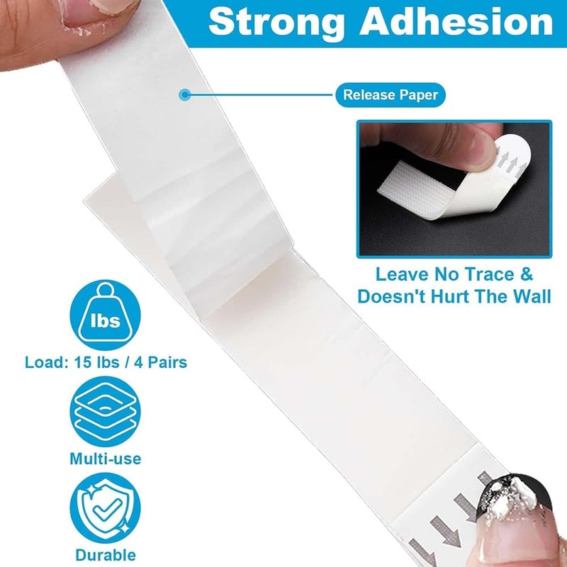 ALMEKAQUZ 36 Pairs White Picture Hanging Strips, Damage Free Wall Mounting Adhesive Tape, Removable Sticky Frame Hangers, No Nails Fasteners for Home Decor, 92mm x 19mm Size - Image 3
