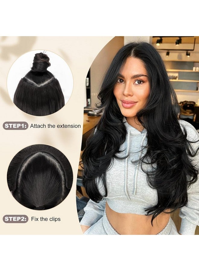 Artifice 5 Clip Curly Wavy Hair Extension Natural Looking Synthetic Thick Hairs For Any Event Clip In 24 Inch Dark Brown For Styling Women And Girls Hairs - Image 5
