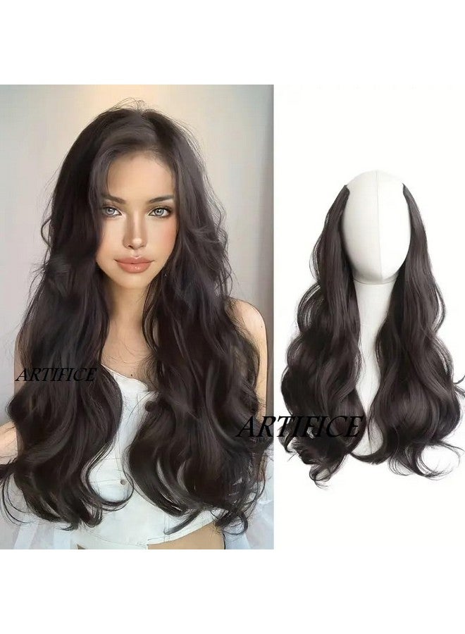 Artifice 5 Clip Curly Wavy Hair Extension Natural Looking Synthetic Thick Hairs For Any Event Clip In 24 Inch Dark Brown For Styling Women And Girls Hairs - Image 3