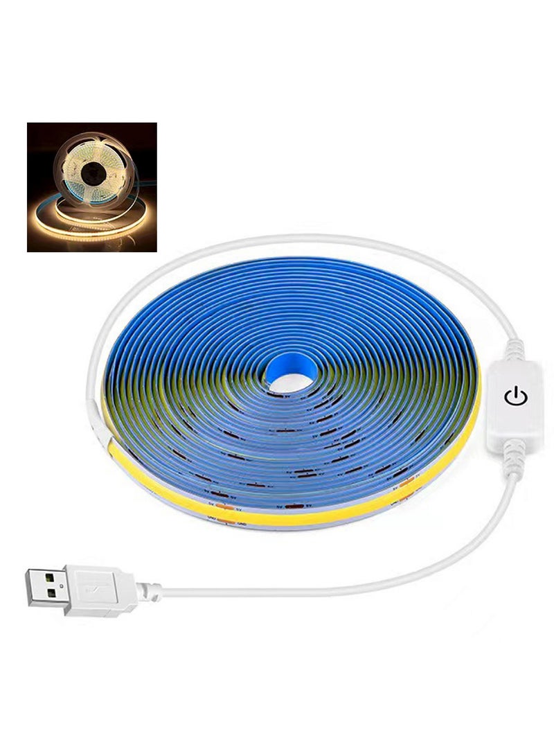 LED Strip Light 5V USB 6.56 ft / 2 Meters 640 LEDs Dimmable COB LED Strip Light 4000K Natural White USB TV Backlight Flexible Under Cabinet Tape Light for Bedroom Kitchen Home Decor DIY Lighting - Image 1