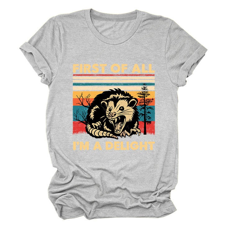 Fun Round Neck Short Sleeve First Of All I'M A Delight Summer Comfortable T-Shirt - Image 1