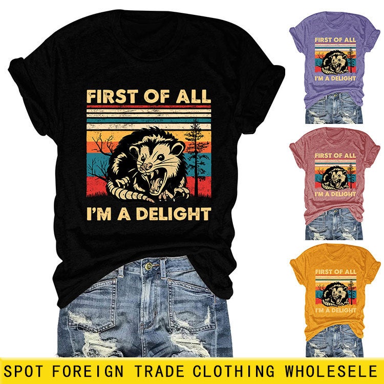 Fun Round Neck Short Sleeve First Of All I'M A Delight Summer Comfortable T-Shirt - Image 2