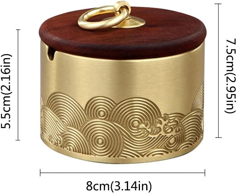 Brass Car Ashtray With Lid 8cm Size For Home Office And Patio - Image 1