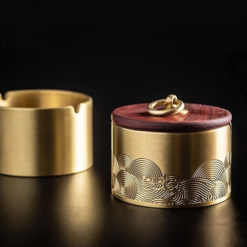 Brass Car Ashtray With Lid 8cm Size For Home Office And Patio - Image 5