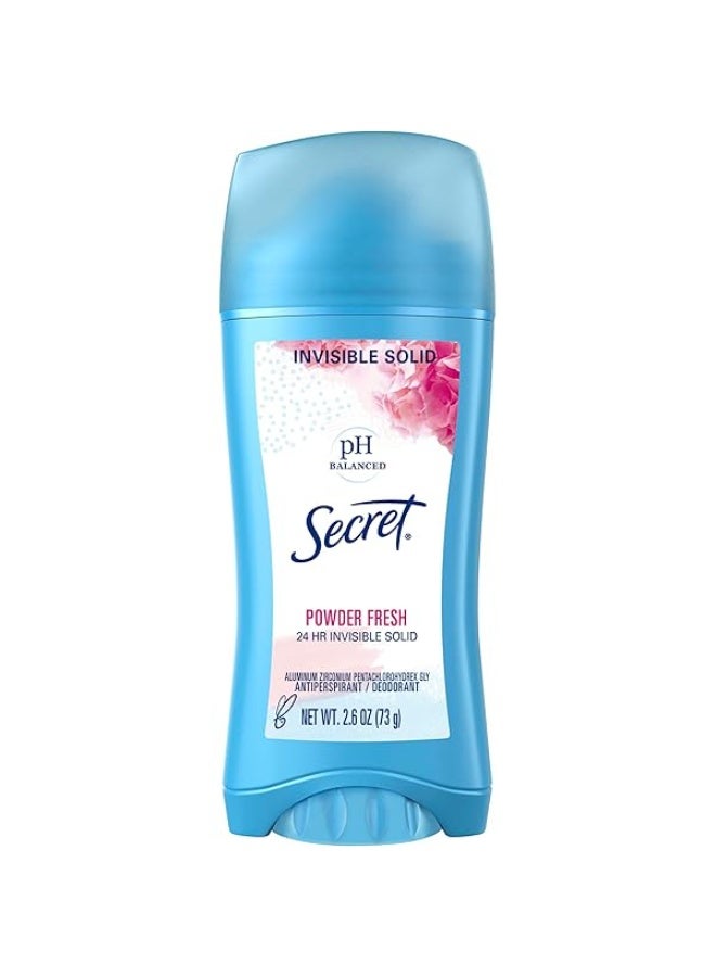 Secret pH-balanced antiperspirant deodorant with a Powder Fresh scent, 24-hour lasting, invisible, 73g