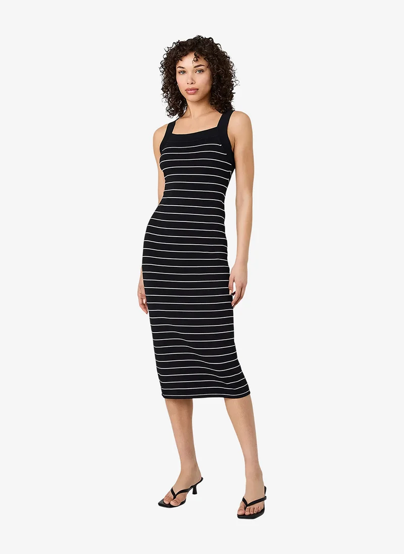Women's Blk Sum Wht Bodycon Halter Cross Back Midi Dress