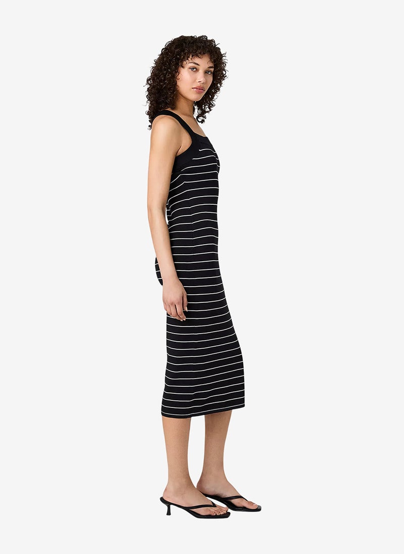 French Connection Women's Blk Sum Wht Bodycon Halter Cross Back Midi Dress - Image 3