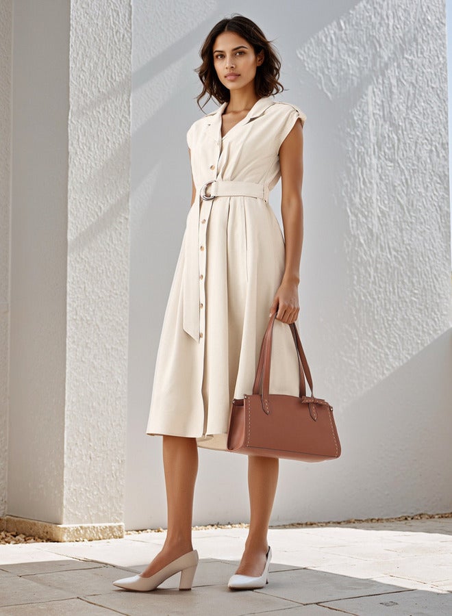 ايكونيك فستان قميص أيقوني بحزام - Image 1