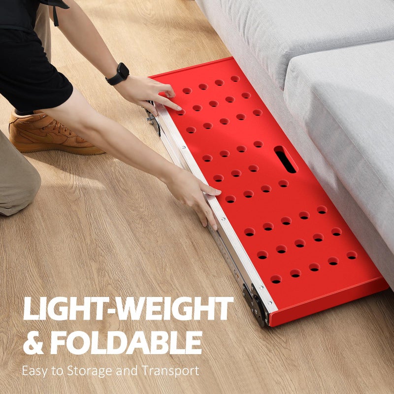 KINGRACK Folding Work Platform, Adjustable Step Ladder with Anti-Slip Feet Cover, Lightweight Stepladder with Safety Lock for Home, Office, Workshop and Garage, Maximum Load 330lbs - Image 4
