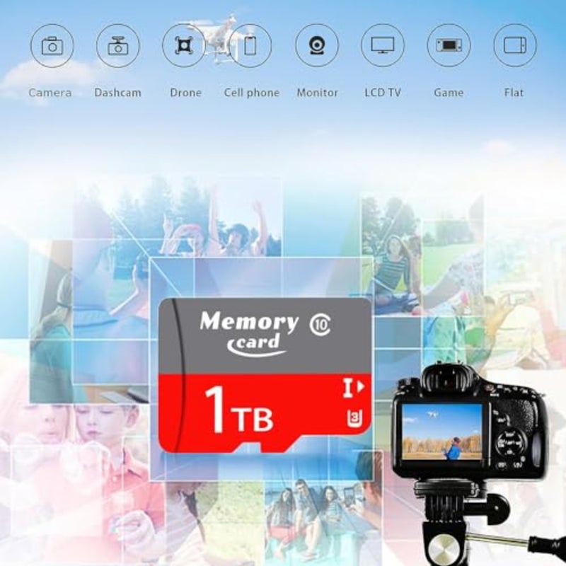 تستخدم الكاميرات والطائرات بدون طيار بطاقة MicroSDXC UHS-I U3 بسعة 1024 جيجابايت باللون الأسود مع سرعة قراءة 100 ميجابايت/ثانية وسرعات كتابة 90 ميجابايت/ثانية لدقة Full HD 4K UHD - Image 5