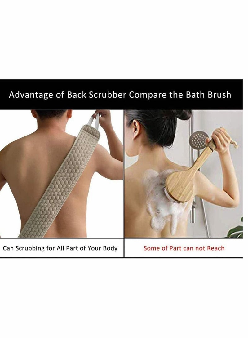 Y&D Exfoliating Back Scrubber for Shower, Large Size 32in with Long Handle, Double Side Scrubbing Strap, Body Bath Sponge, Deep Clean Invigorate Your Skin,Back Washer - Image 2