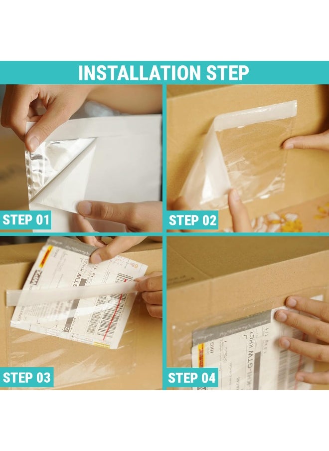 Ethic Solutions - 100 Pack of Self Adhesive Document Pouch Clear Recycled AWB Bag for Shipping Air Way Bill Packing Slip Pouch Shipping Envelope Label Sticker (340mm x 250mm) - Image 1