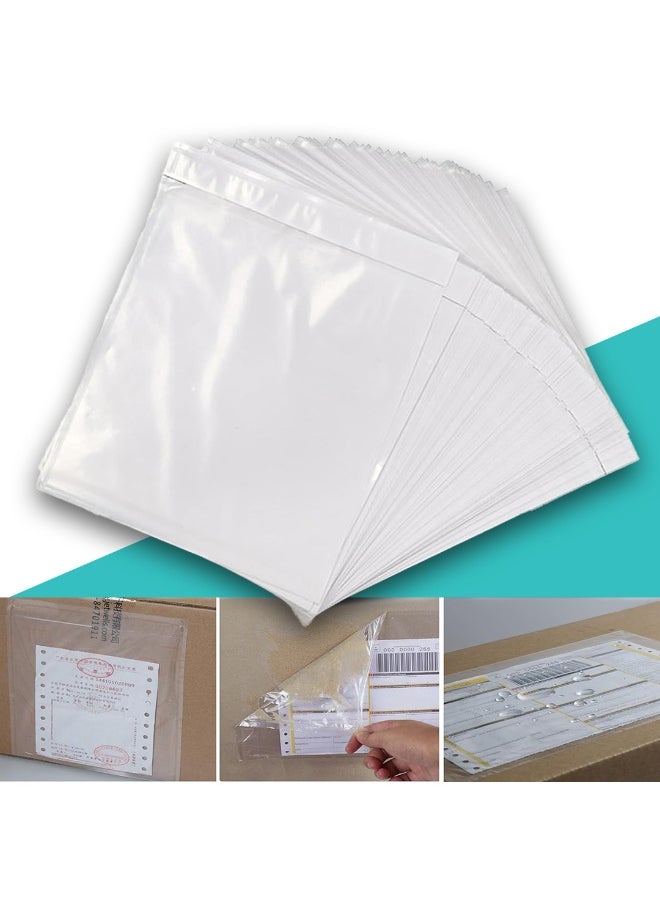 Ethic Solutions - 100 Pack of Self Adhesive Document Pouch Clear Recycled AWB Bag for Shipping Air Way Bill Packing Slip Pouch Shipping Envelope Label Sticker (340mm x 250mm) - Image 1