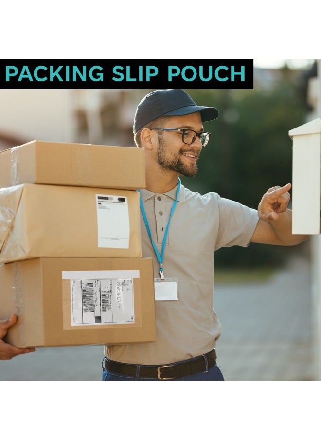 Ethic Solutions - 100 Pack of Self Adhesive Document Pouch Clear Recycled AWB Bag for Shipping Air Way Bill Packing Slip Pouch Shipping Envelope Label Sticker (340mm x 250mm) - Image 1