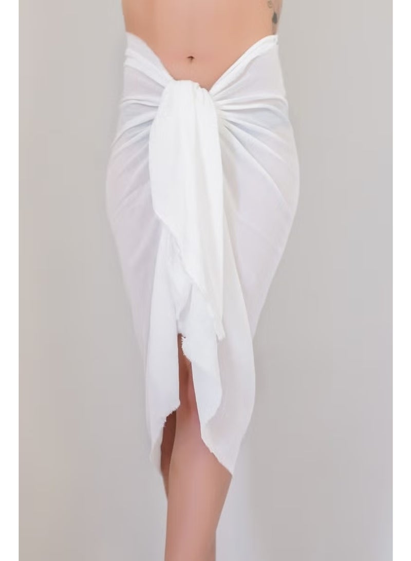 Pistore White Long Pareo Women's Beach Dress New Season with Tassel Detail - Image 1