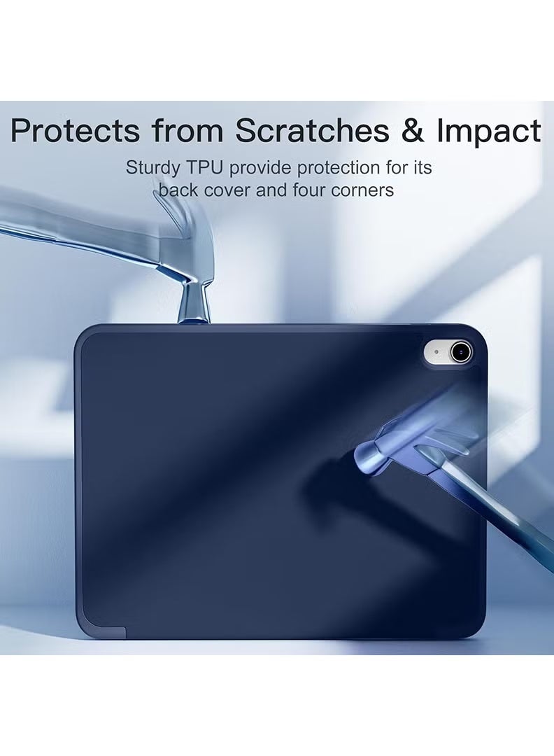 GENNEXT Slim Smart Case for iPad Air 11 Inch (M4 2026/ M3 2025/ M2 2024) Lightweight Slim Trifold Cover with Pencil Holder, Soft TPU Back, Auto Wake Sleep, Shockproof Protective Tablet Case - Navy - Image 4