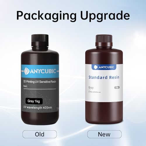 ANYCUBIC 3D Printer Resin, 405nm High Precision Fast Curing UV Photopolymer Resin for LCD 3D Printing, 1kg Grey - Image 2