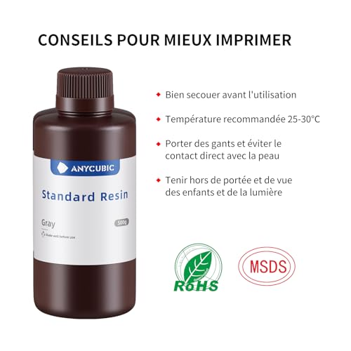 ANYCUBIC 3D Printer Resin, 405nm High Precision Fast Curing UV Photopolymer Resin for LCD 3D Printing, 1kg Grey - Image 3