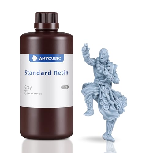 ANYCUBIC 3D Printer Resin, 405nm High Precision Fast Curing UV Photopolymer Resin for LCD 3D Printing, 1kg Grey - Image 1