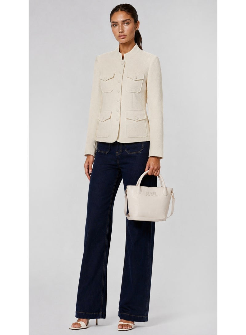 KYVELi Chic Utility Blazer-Light Beige - Image 1