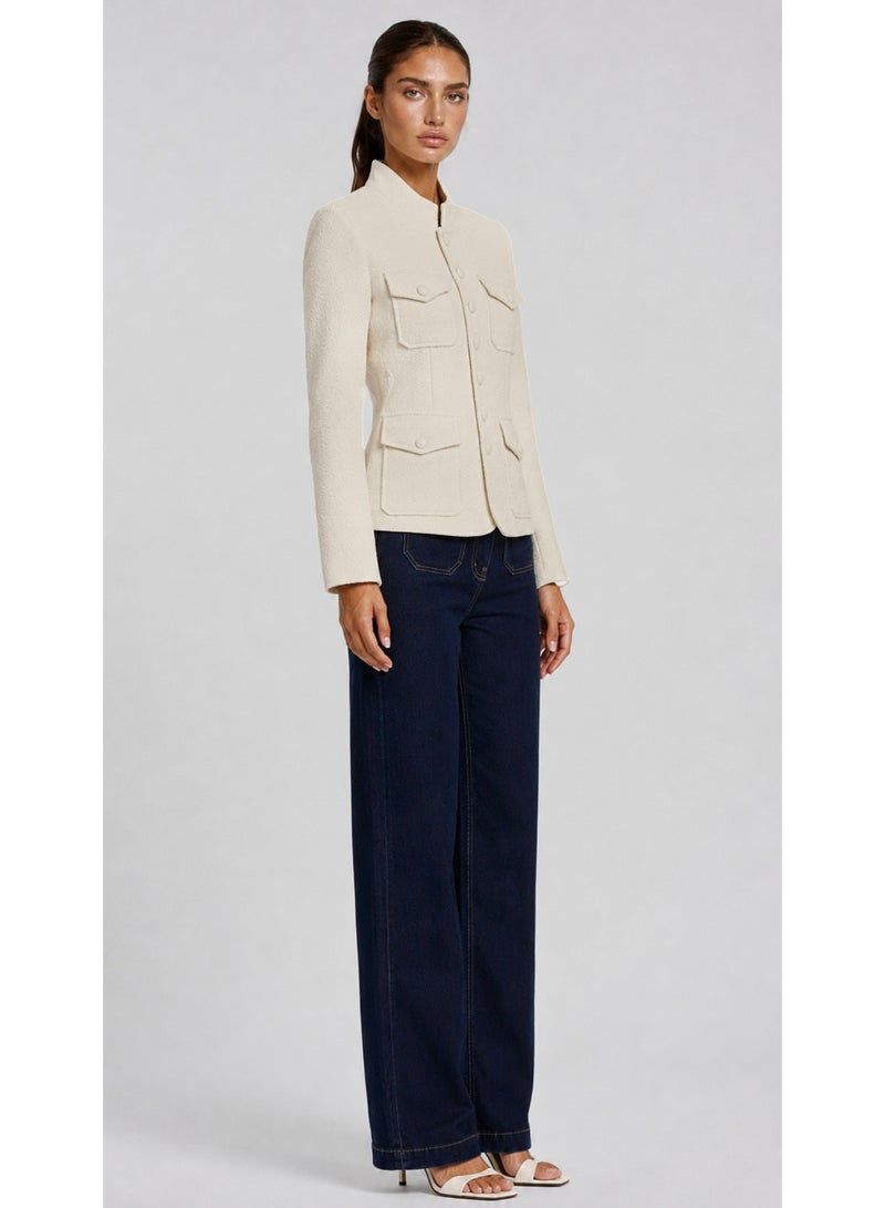 KYVELi Chic Utility Blazer-Light Beige - Image 4