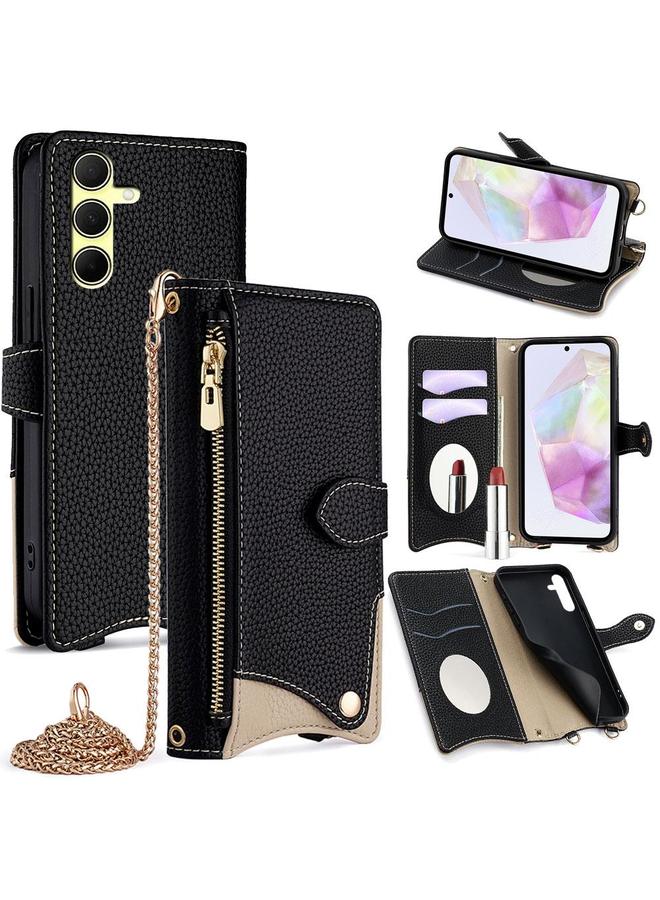 S-TOP Case For Samsung Galaxy A35 5G Crossbody Chain Fishtail Litchi Leather Phone Case - Image 1