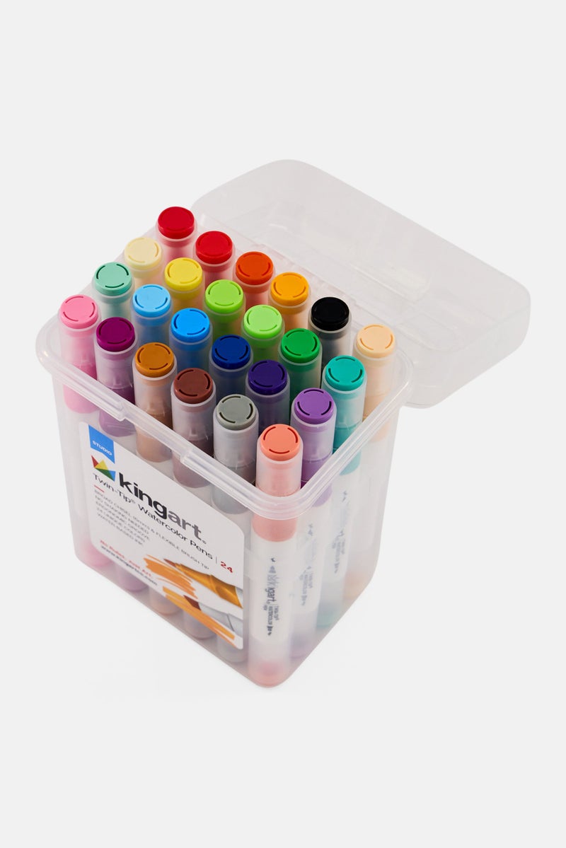 KINGART 24 Piece Twin - Tip Watercolor Pens With Case, Multicolor  - Image 2