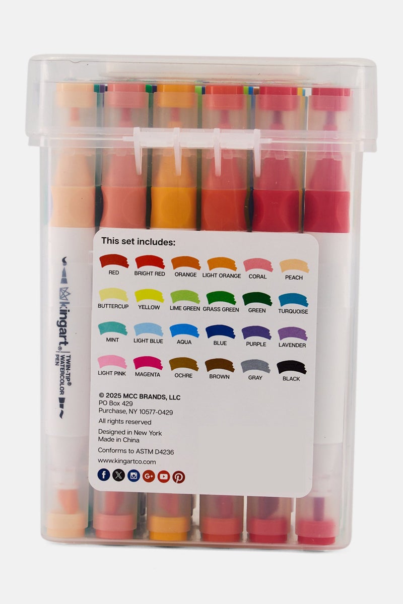 KINGART 24 Piece Twin - Tip Watercolor Pens With Case, Multicolor  - Image 4