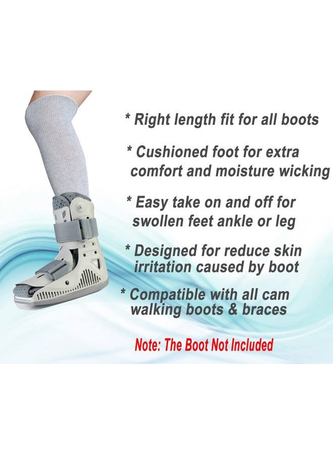 LORVVDE 2 Pairs Walking Boot Socks for Orthopedic Walker Brace, Replacement Sock Liner Knee High Tube Socks Under Air Cam Walkers and Fracture Boot, Medical Air Cast Socks for Surgical Leg Cover - Image 2