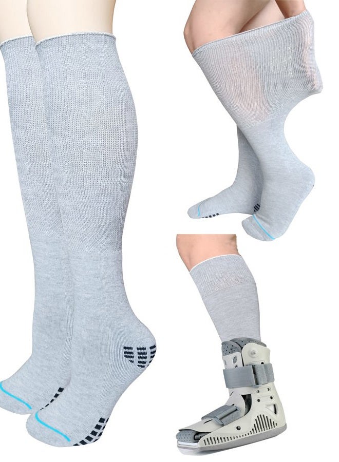 LORVVDE 2 Pairs Walking Boot Socks for Orthopedic Walker Brace, Replacement Sock Liner Knee High Tube Socks Under Air Cam Walkers and Fracture Boot, Medical Air Cast Socks for Surgical Leg Cover - Image 1
