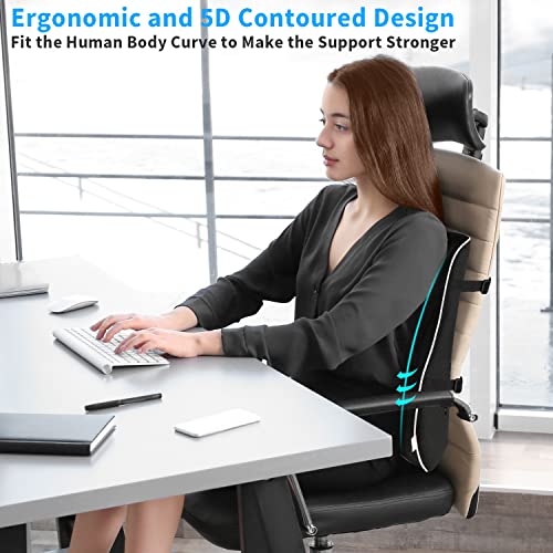 ANTETOKO Lumbar Support Pillow,Memory Foam Back Support for Office Chair,Computer Chair,Car Seat,Recliner and Couch with Breathable 3D Mesh Cover,Ergonomic Design Orthopedic Backrest for Back Pain Relief - Image 5