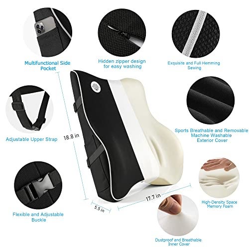 ANTETOKO Lumbar Support Pillow,Memory Foam Back Support for Office Chair,Computer Chair,Car Seat,Recliner and Couch with Breathable 3D Mesh Cover,Ergonomic Design Orthopedic Backrest for Back Pain Relief - Image 4
