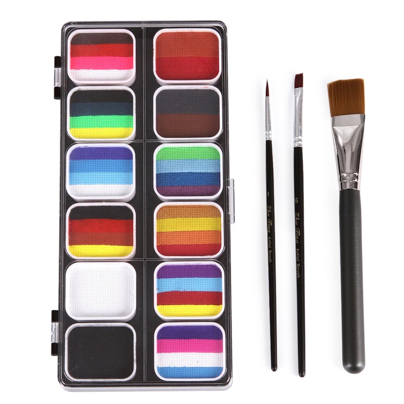 Watercolor Paint Palette Set 30 Colors Set Professional Face Paint Kit with 3 Brush Safe& Non Water Activated Face and Body Painting Makeup Facepaints for Halloween Cosplay Costume Party Festival Artists Adults Art Supplies - Image 1