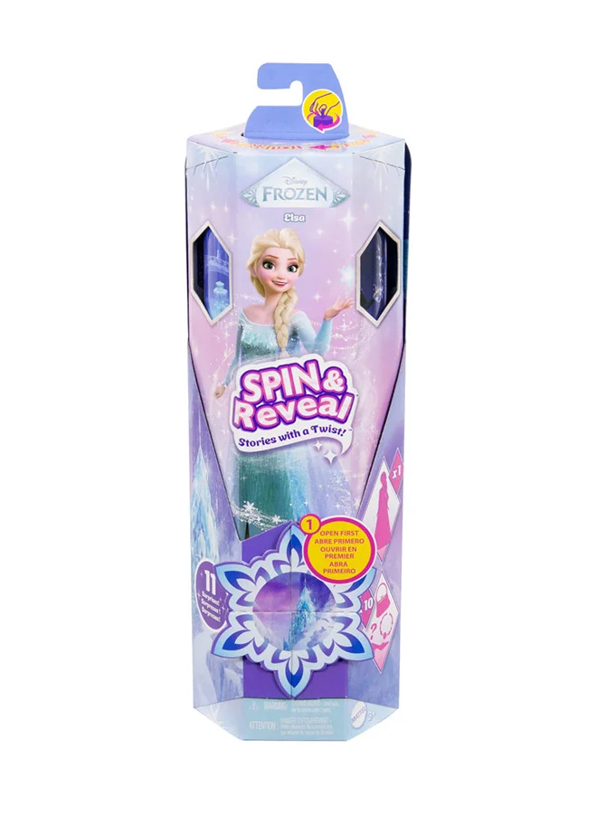 Disney FROZEN Frozen Elsa Fashion Doll Set, Spin & Reveal with 11 Surprises Including 5 Accessories, 5 Stickers & Play Scene, Inspired by Disney Movie