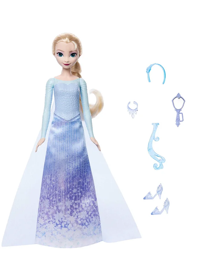 Disney FROZEN Frozen Elsa Fashion Doll Set, Spin & Reveal with 11 Surprises Including 5 Accessories, 5 Stickers & Play Scene, Inspired by Disney Movie