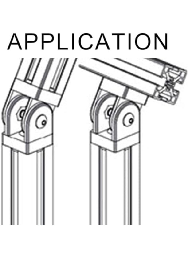 Luckam Black Living Hinge, Zinc Alloy Flexible Pivot Joint Connector for Aluminum Extrusion Profile 2020 Series Slot 6mm (4 Pieces) - Image 4
