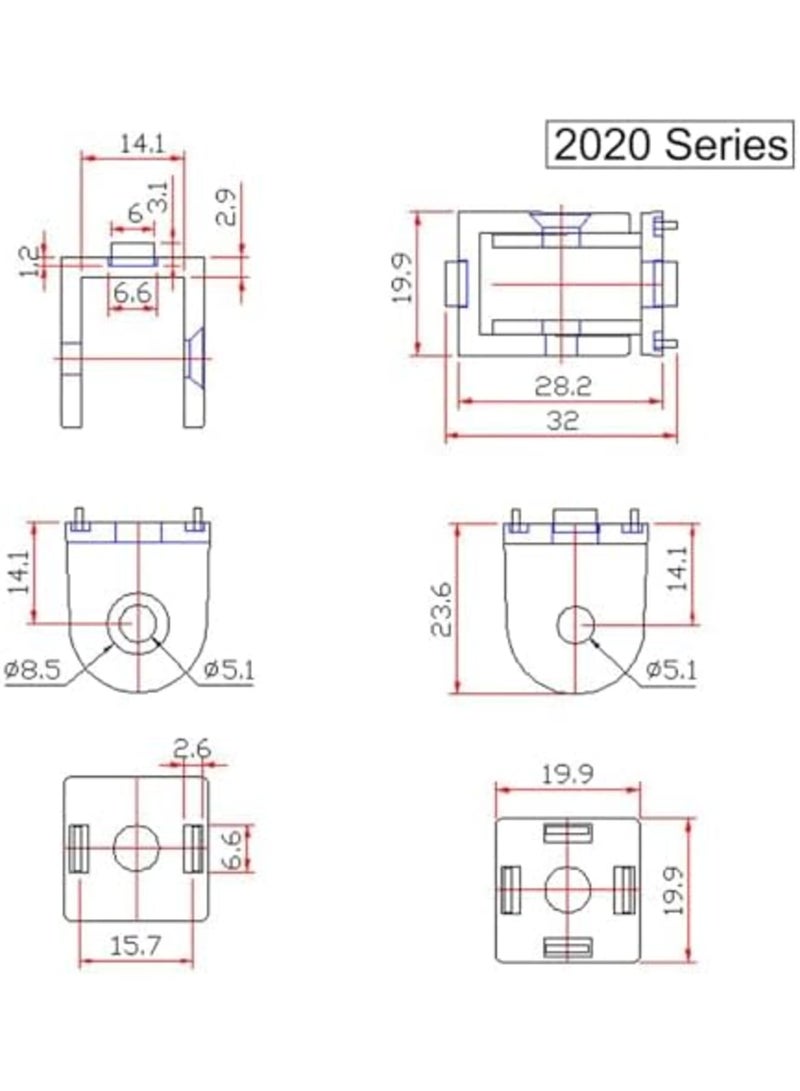 Barakah Black Living Hinge, Zinc Alloy Flexible Pivot Joint Connector for Aluminum Extrusion Profile 2020 Series Slot 6mm (4 Pieces) - Image 3