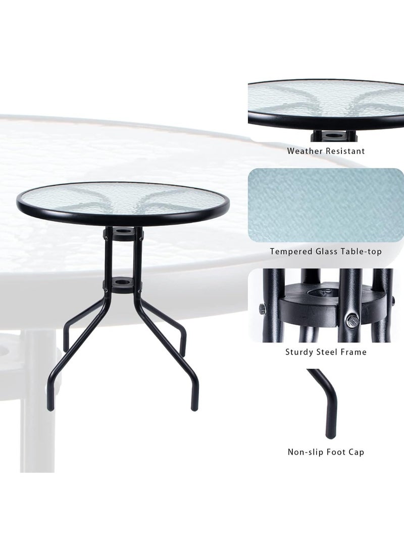 DubaiGallery Patio Round coffee Table,Outdoor Side Table,Balcony Table,with Glass Table Top Metal Coffee Table for Patio Coffee Tables  - Image 3