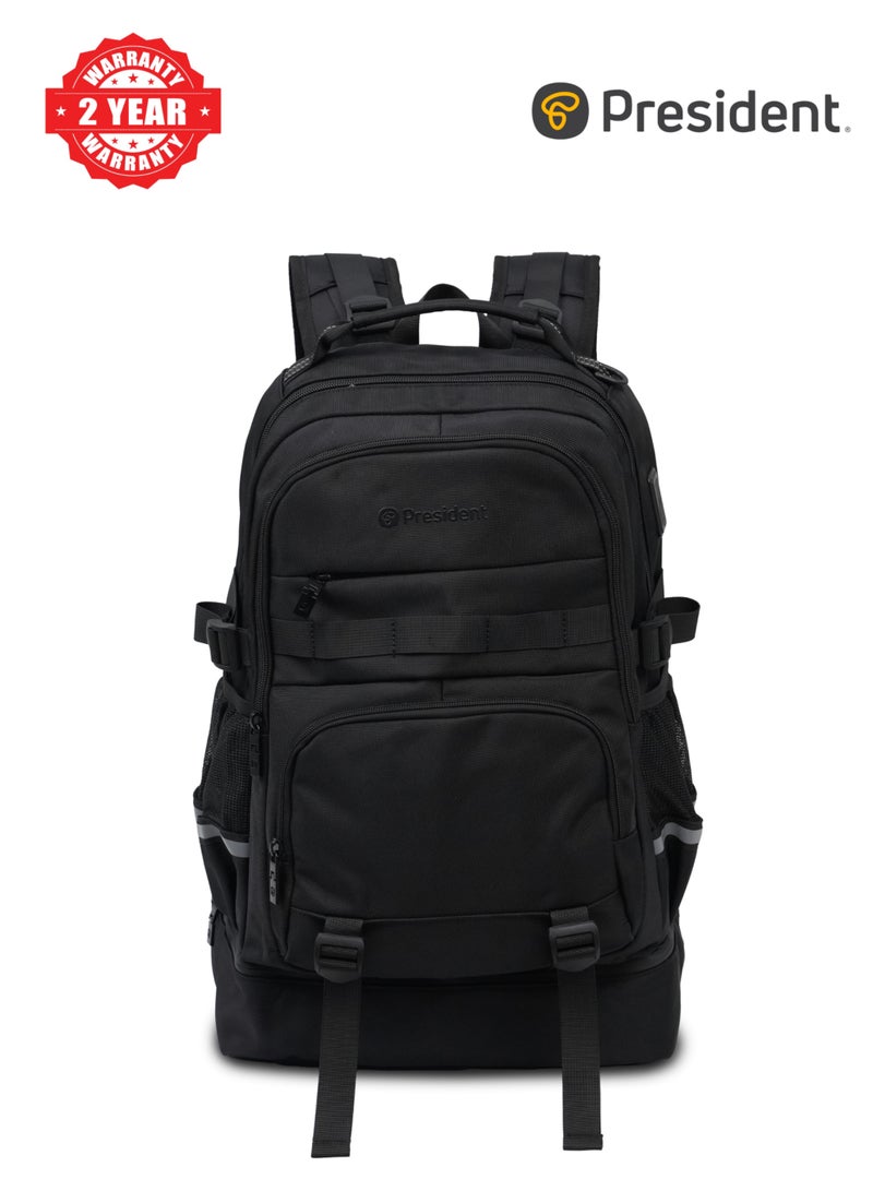 PRESIDENT Premium Daily Backpack Waterproof, Fits 20” Laptop, Lightweight & Durable Travel Backpack for Work, Study & Daily Use (Black) MODEL-BPP7021 - Image 1