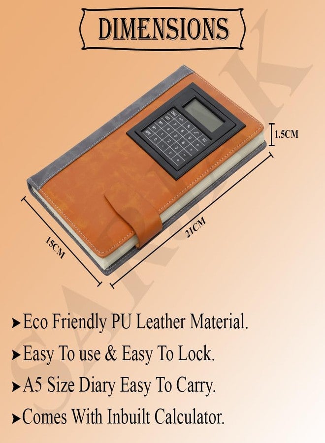 Sarjak MODINITY A5 PU Leather Business Notebook Diary with Calculator, Magnetic Closure, Ruled Pages, Hardcover Executive Journal for Office, Meetings, Students, Professionals & Daily Writing - Image 2