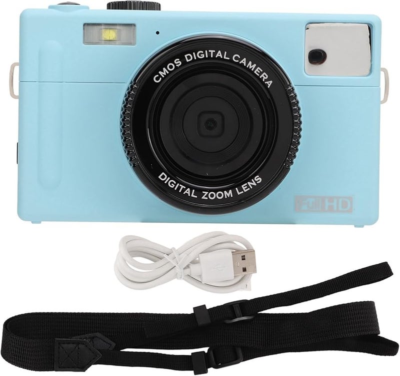 Blue Mirrorless Camera 48MP 16X Zoom 3in LCD FHD Video Anti Shake Vlogging Travel - Image 2