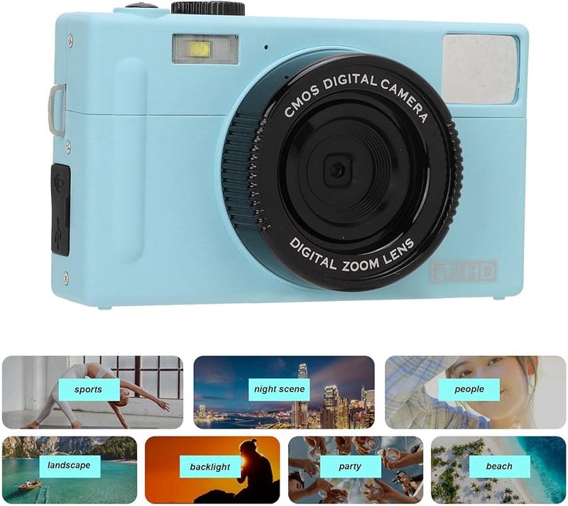 Blue Mirrorless Camera 48MP 16X Zoom 3in LCD FHD Video Anti Shake Vlogging Travel - Image 5