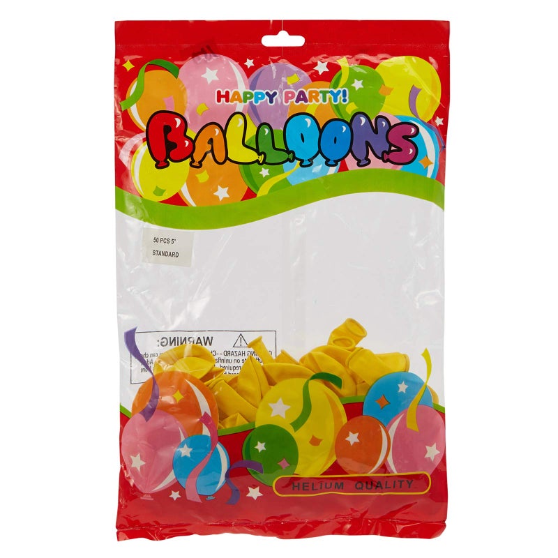 Party Time Yellow 50 Pieces 5 Inches Standard Latex Balloons Plain Color - Image 1
